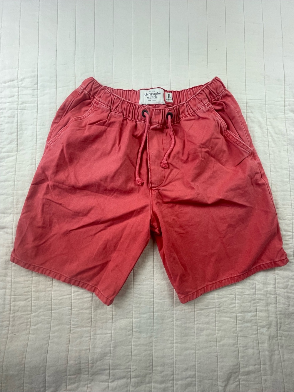 Abercrombie & Fitch Coral Elastic Waist Cotton Canvas Shorts XL